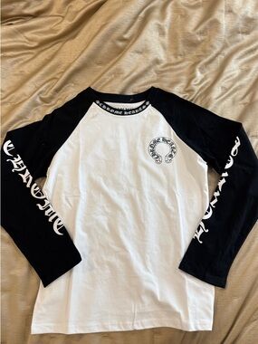 Chrome Hearts Black and White Raglan Long Sleeve Shirt